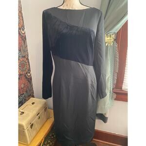 Vintage 2 Tone Black Velvet Long Sleeve Marie St. Claire Dress Size 10